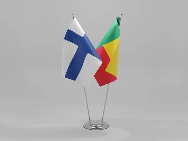 Benin Finlandia Bandiere Cooperazione Sfondo Bianco Render — Foto Stock