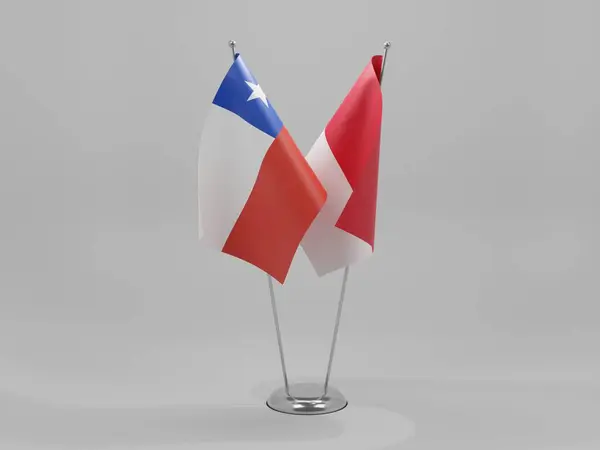 Indonesia Chile Cooperation Flags White Background Render — стокове фото