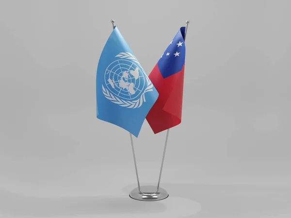 Samoa Drapeaux Coopération Des Nations Unies Fond Blanc Render — Photo