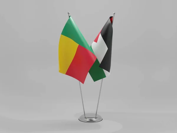 Παλαιστίνη Σημαίες Συνεργασίας Μπενίν Λευκό Φόντο Render — Φωτογραφία Αρχείου