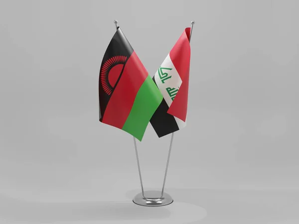 Ιράκ Μαλάουι Σημαίες Συνεργασίας Λευκό Φόντο Render — Φωτογραφία Αρχείου