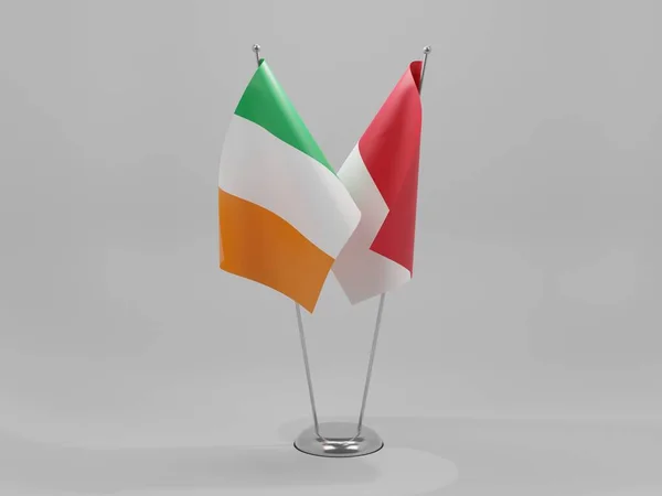 Monaco Irland Kooperationsflaggen Weißer Hintergrund Render — Stockfoto