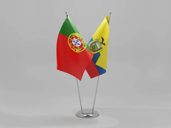 Banderas Cooperación Ecuador Portugal Fondo Blanco Render —  Fotos de Stock