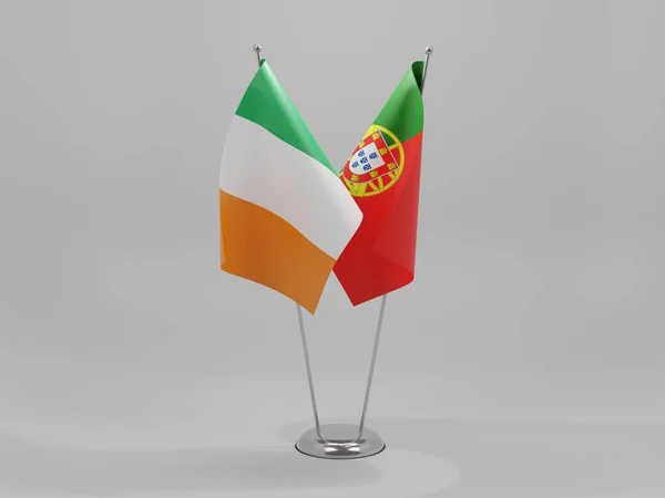 Portugal Ireland Cooperation Flags White Background Render — 스톡 사진