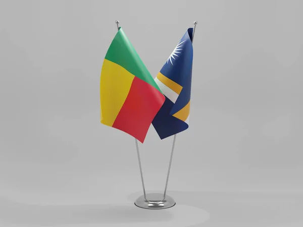 Marshallinseln Benin Kooperationsflaggen Weißer Hintergrund Render — Stockfoto