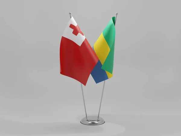 Gabon Tonga Cooperation Flags White Background Render — Stock Photo, Image