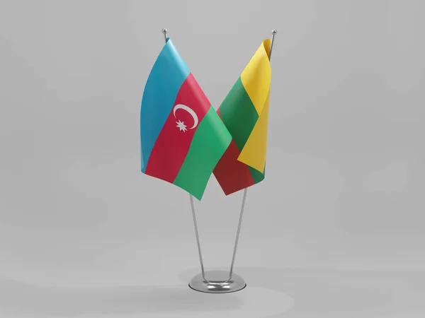 Lituania Banderas Cooperación Azerbaiyán Fondo Blanco Render — Foto de Stock