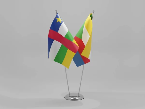 Komory Republika Środkowoafrykańska Flagi Współpracy Białe Tło Render — Zdjęcie stockowe