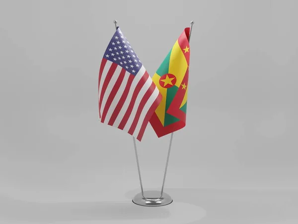 Grenada United States America Cooperation Flags White Background Render — Stock Photo, Image