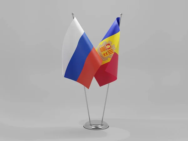 Andorra Russia Cooperation Flags White Background Render — стокове фото