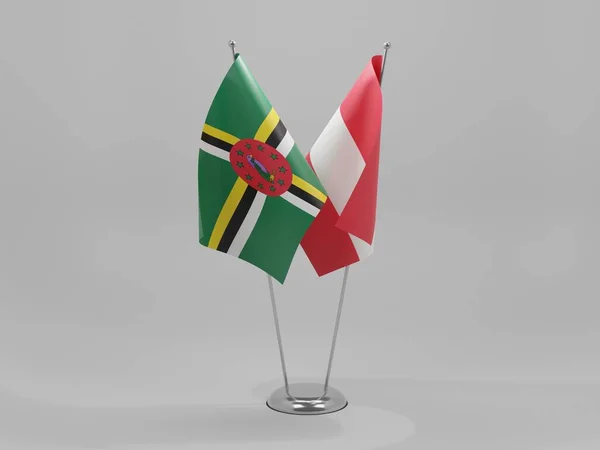 Austria Dominika Flagi Współpracy Białe Tło Render — Zdjęcie stockowe