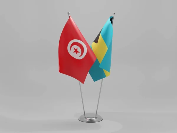 Bahamas Tunisie Drapeaux Coopération Fond Blanc Render — Photo