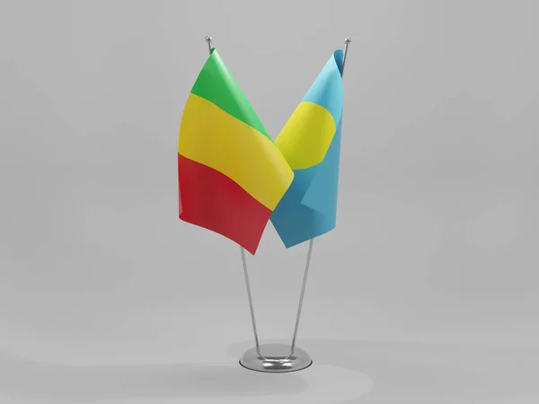 Palau Mali Cooperation Flags White Background Render — 스톡 사진