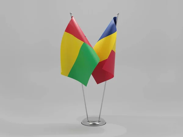 Chad - Guinea Bissau Cooperation Flags, White Background - 3D Render