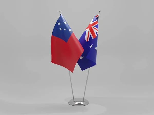 Australia Samoa Flagi Współpracy Białe Tło Render — Zdjęcie stockowe