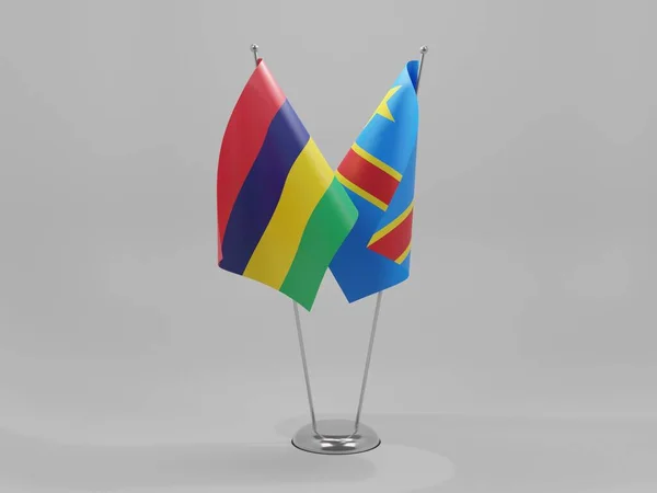 Congo Democratic Republic Mauritius Cooperation Flags White Background Render — Stock Photo, Image