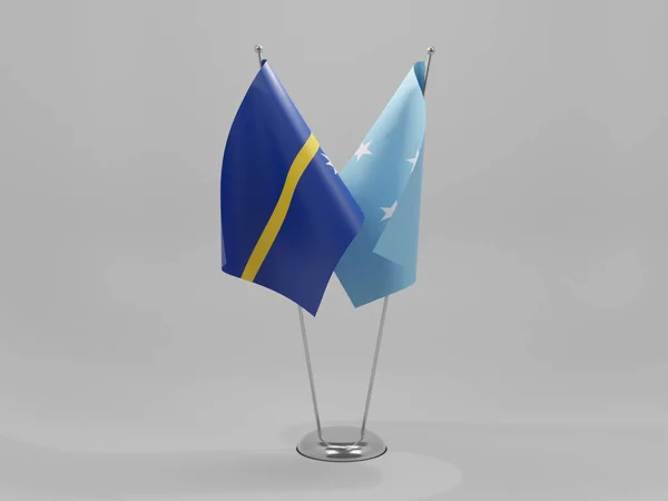 Micronesia Nauru Cooperation Flags White Background Render — Stock Photo, Image