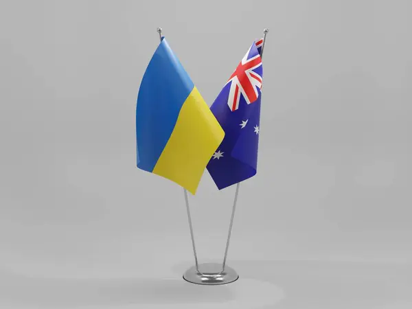 Australia Ukraine Cooperation Flags White Background Render — стокове фото