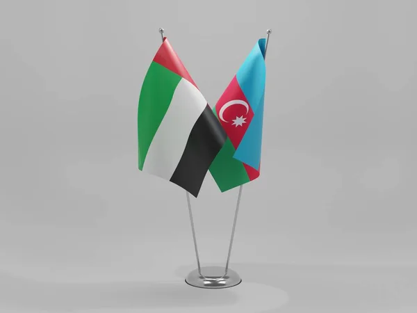 Αζερμπαϊτζάν Σημαίες Συνεργασίας Ηνωμένων Αραβικών Εμιράτων Λευκό Φόντο Render — Φωτογραφία Αρχείου