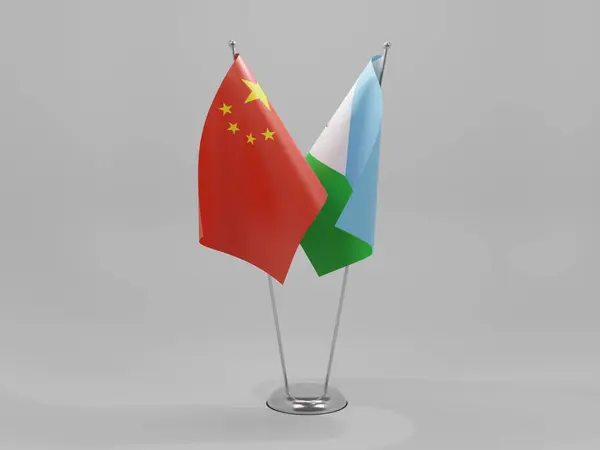 Dzsibuti Kína Együttműködési Zászlók Fehér Háttér Render — Stock Fotó