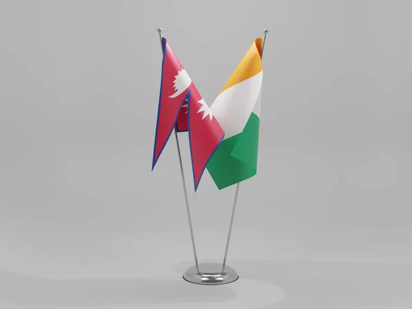 Ivoorkust Nepal Samenwerkingsvlaggen Witte Achtergrond Render — Stockfoto
