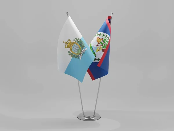 Belize San Marino Flagi Współpracy Białe Tło Render — Zdjęcie stockowe