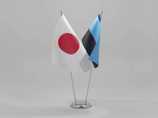 Estland Japan Flaggor För Samarbete Vit Bakgrund Render — Stockfoto