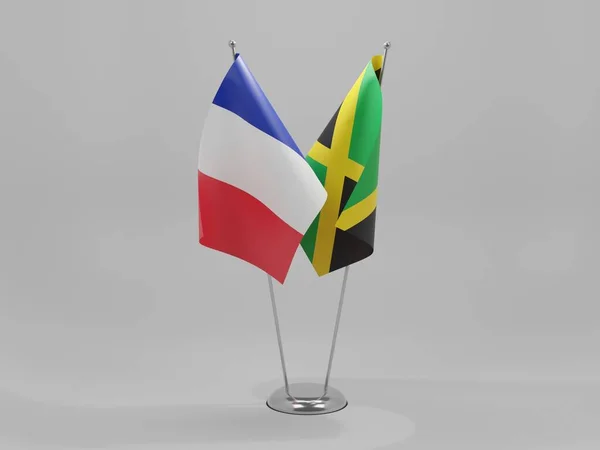 Jamaica France Cooperation Flags White Background Render — стокове фото