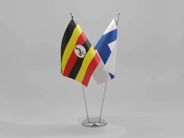 Finland Uganda Flaggor För Samarbete Vit Bakgrund Render — Stockfoto