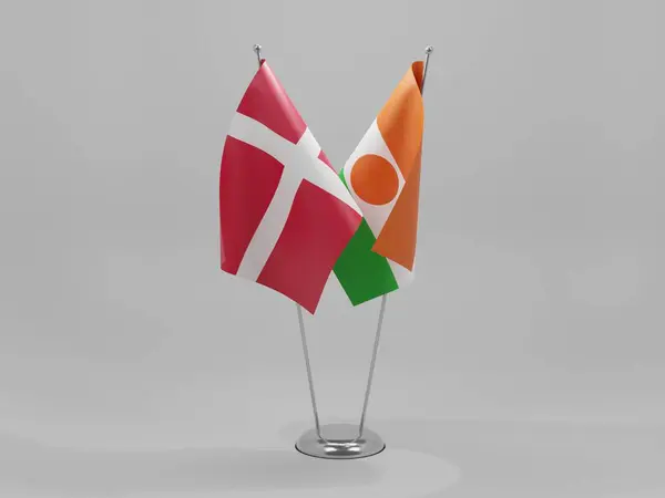 Niger Danemark Drapeaux Coopération Fond Blanc Render — Photo