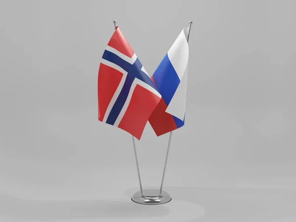 Rusia Norway Cooperation Flags White Background Render — Stok Foto