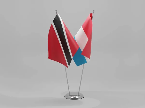 卢森堡 特立尼达和多巴哥合作旗 白色背景 3D渲染 — 图库照片