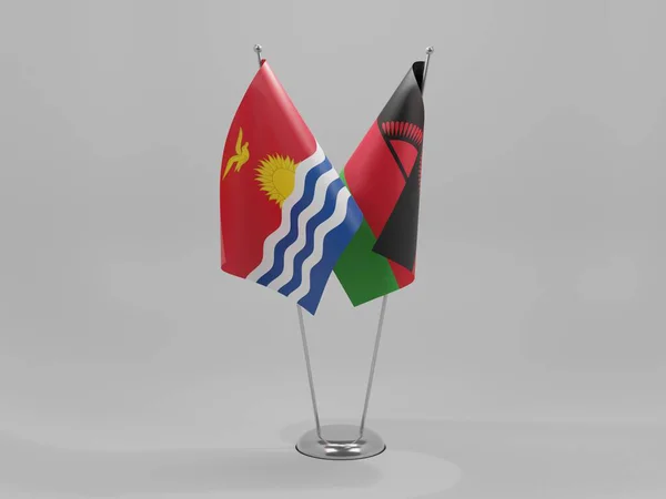 Malawi Banderas Cooperación Kiribati Fondo Blanco Render — Foto de Stock