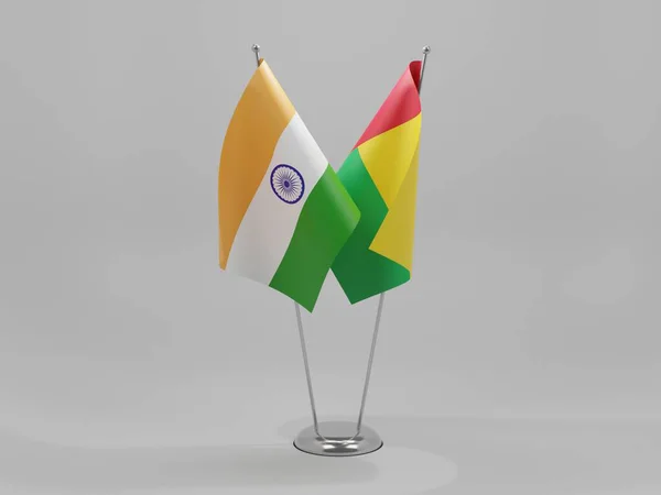 Guinea Bissau India Cooperation Flags White Background Render — Stock Photo, Image