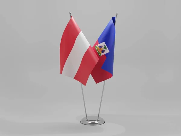 Haiti Áustria Bandeiras Cooperação Fundo Branco Render — Fotografia de Stock
