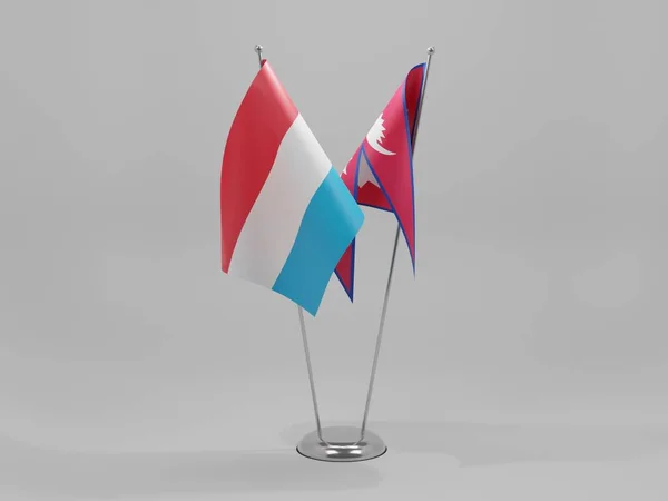 Nepál Lucembursko Vlajky Spolupráce Bílé Pozadí Render — Stock fotografie