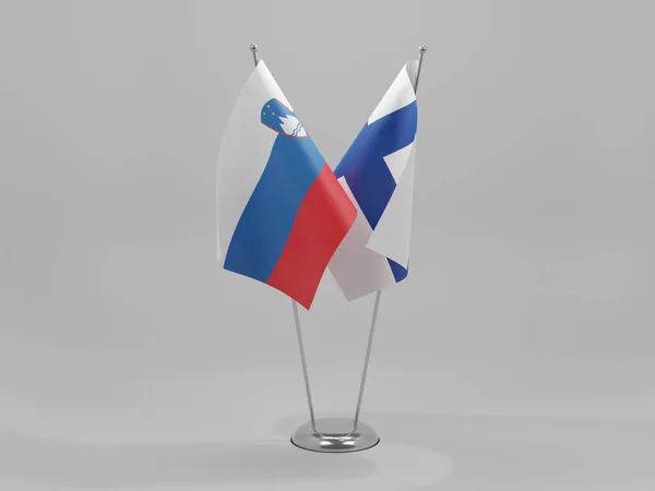 Finlandia Eslovenia Banderas Cooperación Fondo Blanco Render — Foto de Stock