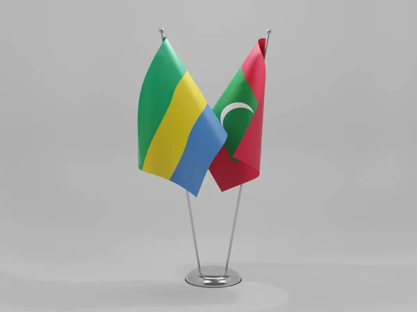 Maldives Drapeaux Coopération Gabon Fond Blanc Render — Photo