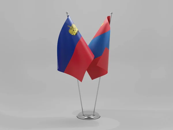 Mongolie Liechtenstein Drapeaux Coopération Fond Blanc Render — Photo