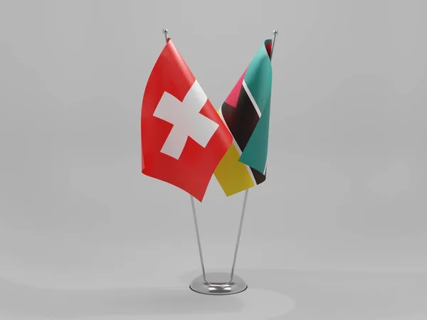 Mosambik Schweiz Kooperationsfahnen Weißer Hintergrund Render — Stockfoto