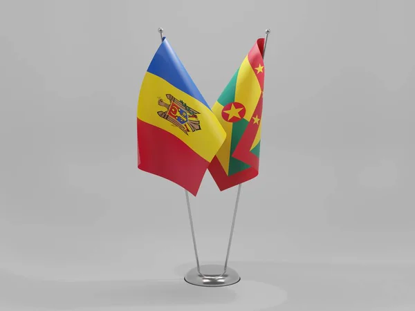 Γρενάδα Μολδαβία Σημαίες Συνεργασίας Λευκό Φόντο Render — Φωτογραφία Αρχείου