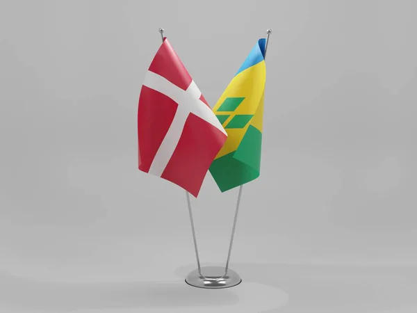 Saint Vincent Grenadines デンマーク協力フラグ ホワイト背景 3Dレンダリング — ストック写真