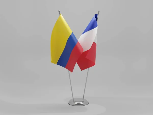 Francie Kolumbie Spolupráce Vlajky Bílé Pozadí Vykreslování — Stock fotografie