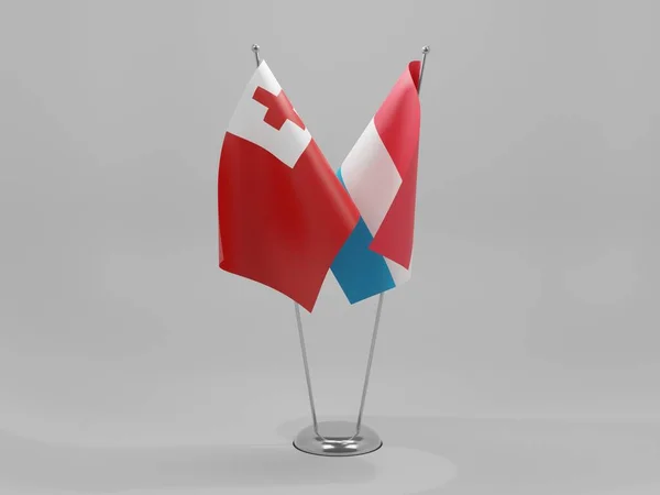 Lucembursko Vlajky Spolupráce Tonga Bílé Pozadí Vykreslování — Stock fotografie