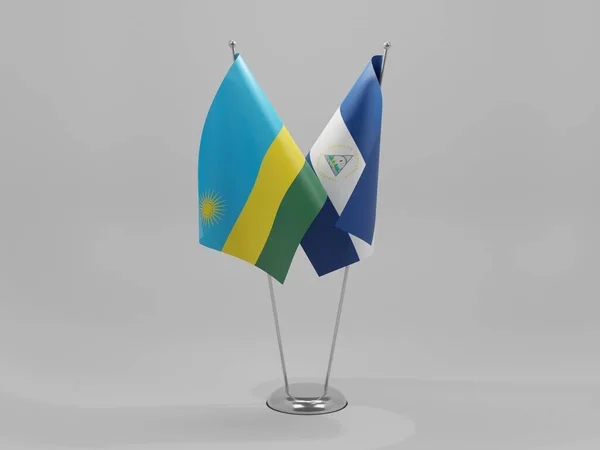 Nicaragua Руанда Співпраця Flags White Background Render — стокове фото