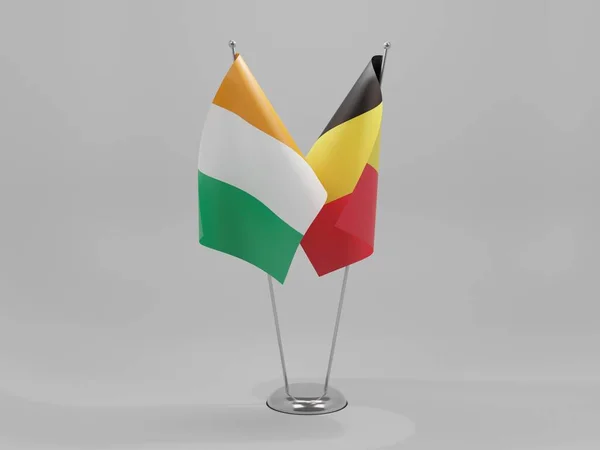 Belgia Wybrzeże Kości Słoniowej Flagi Współpracy Białe Tło Render — Zdjęcie stockowe
