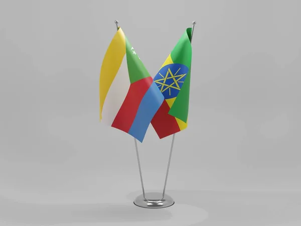 Ethiopia Comoros Cooperation Flags White Background Render — 스톡 사진