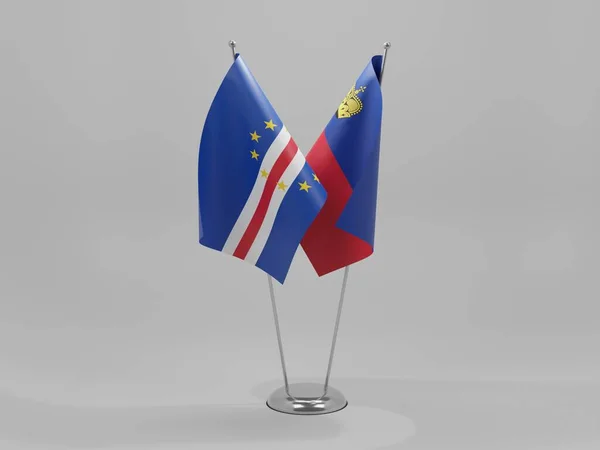 Liechtenstein Bandeiras Cooperação Cabo Verde Fundo Branco Render — Fotografia de Stock