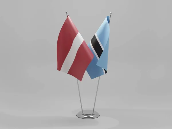Botswana Latvia Cooperation Flags White Background Render — Stock Photo, Image