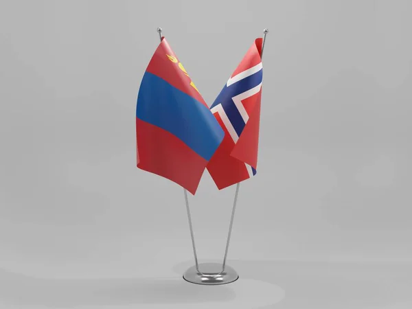 Noorwegen Mongolië Samenwerking Vlaggen Witte Achtergrond Render — Stockfoto